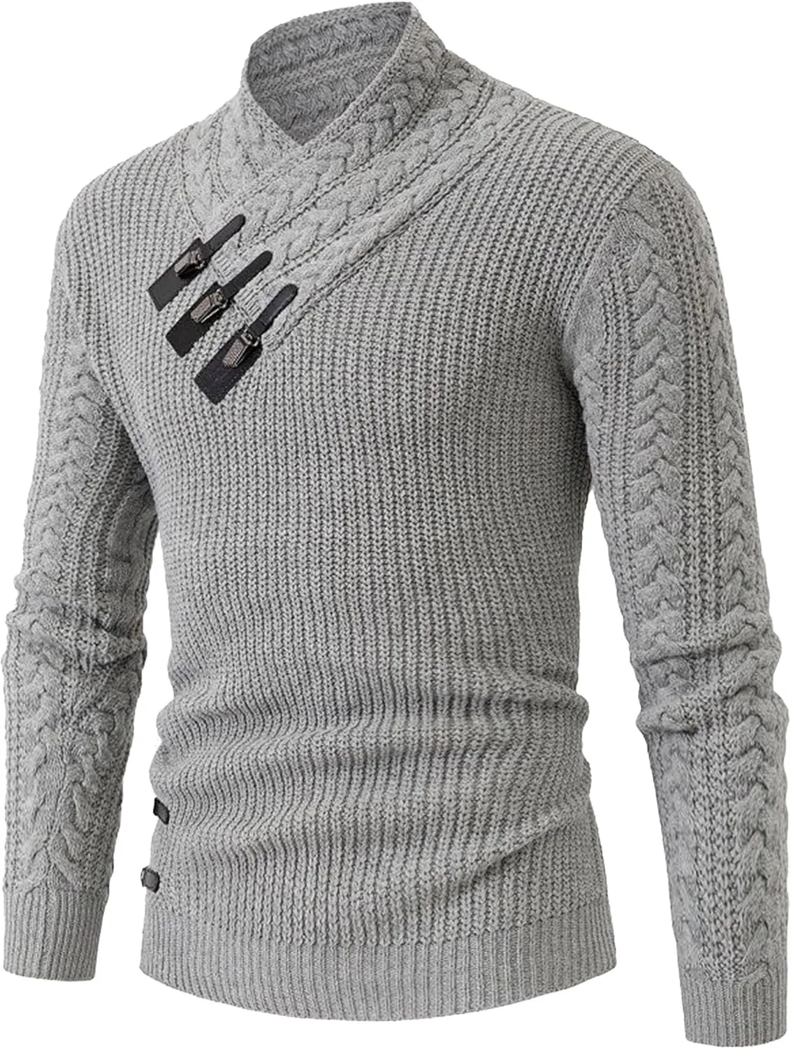 

Мужской свитер с шалью и пряжкой, casual, slim fit SWJGLITTR