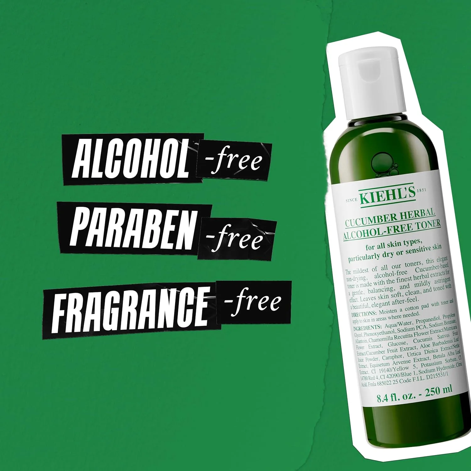Тоник Kiehl's — Cucumber Herbal Alcohol-Free для сухой и чувствительной кожи с экстрактом огурца, без, 248 мл — фото 4