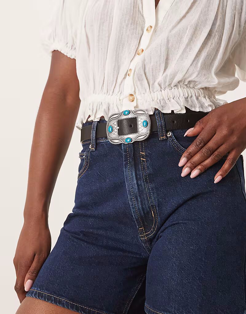 

ASOS DESIGN ремень на талию и бедра в стиле вестерн с бирюзовым камнем