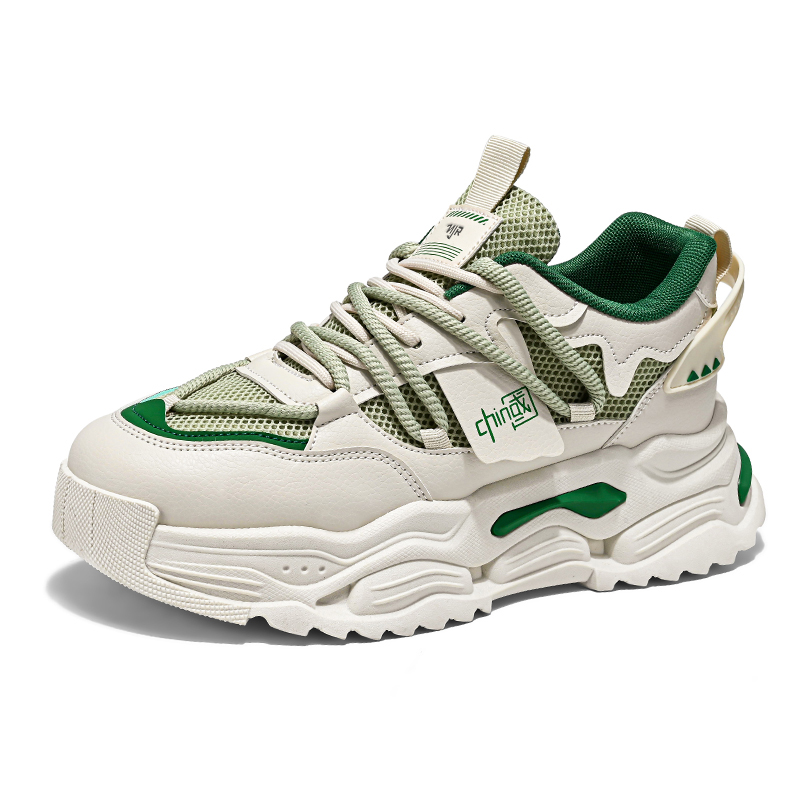 

NANJIREN Удобные износостойкие низкие массивные кроссовки на платформе для мужчин бежево-зеленые, цвет Beige Green