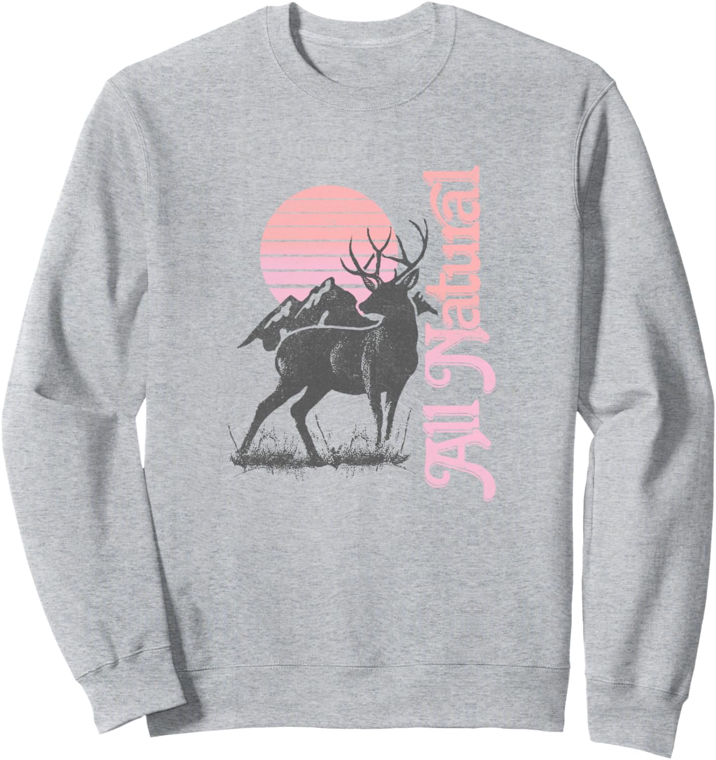 

Толстовка с изображением силуэта оленя и горы, выполненная в натуральном стиле Trendy Apparel, серый