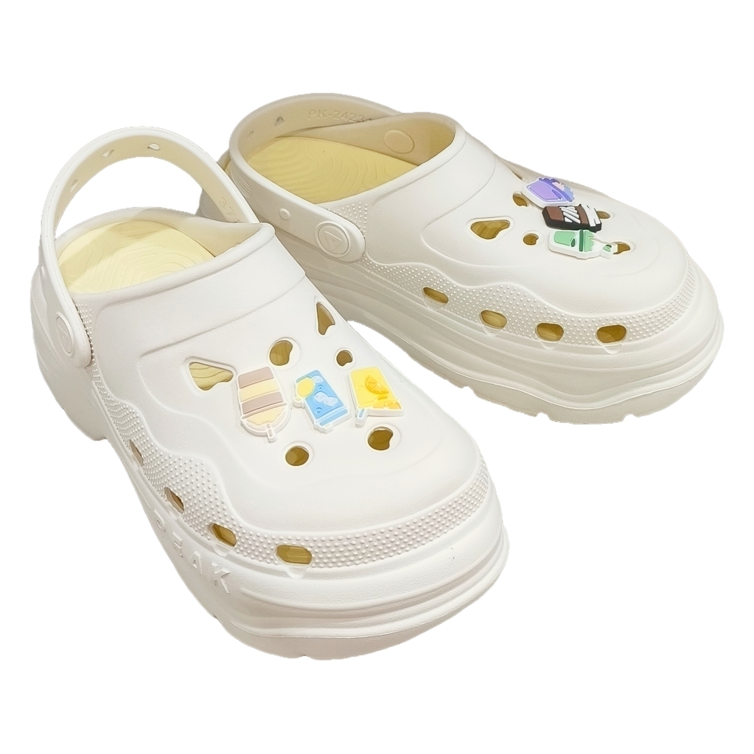 Туфли Pole Hole Cheese Clogs Женские Хлопковые Белые PEAK, Бобовый Хаки — фото 3