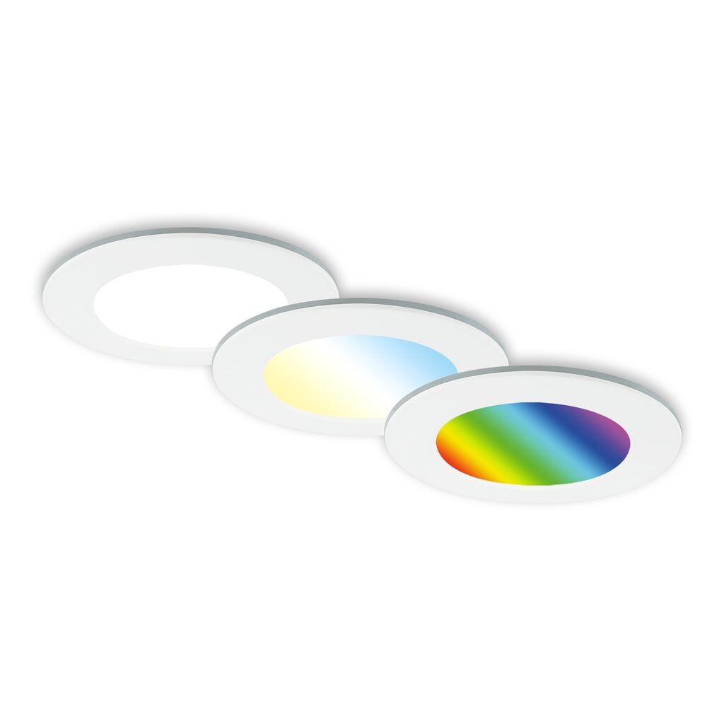

Briloner Leuchten FUNGO COLOR Светодиодный набор из 3 встраиваемых светильников 3x светодиодный пульт дистанционного управления с регулируемой яркостью 4,8 Вт 450 лм пластик белый