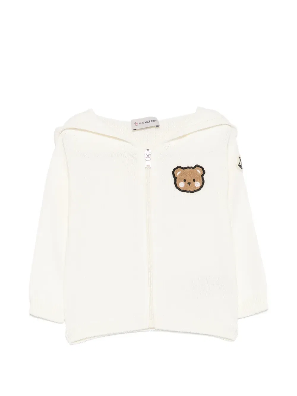 Кардиган с аппликацией в виде медведя Moncler Enfant, нейтральный