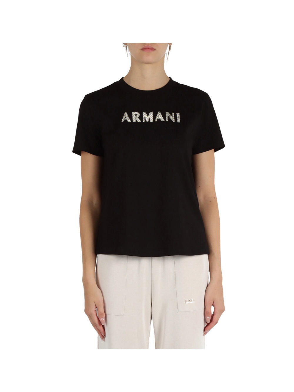 

Черная женская футболка Armani Exchange