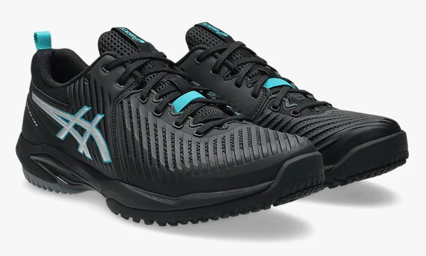 Теннисные кроссовки «Prestige Neo OC Wide» от ASICS, 001 (Black/Pure Silver)