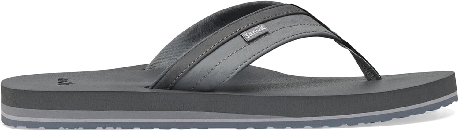 Sanuk Mens Ziggy ST | Flip Flops for Men | Mens Сандалии | Beach Сандалии | Water Friendly & Lightweight | Comfort Footbed, серый — фото 2