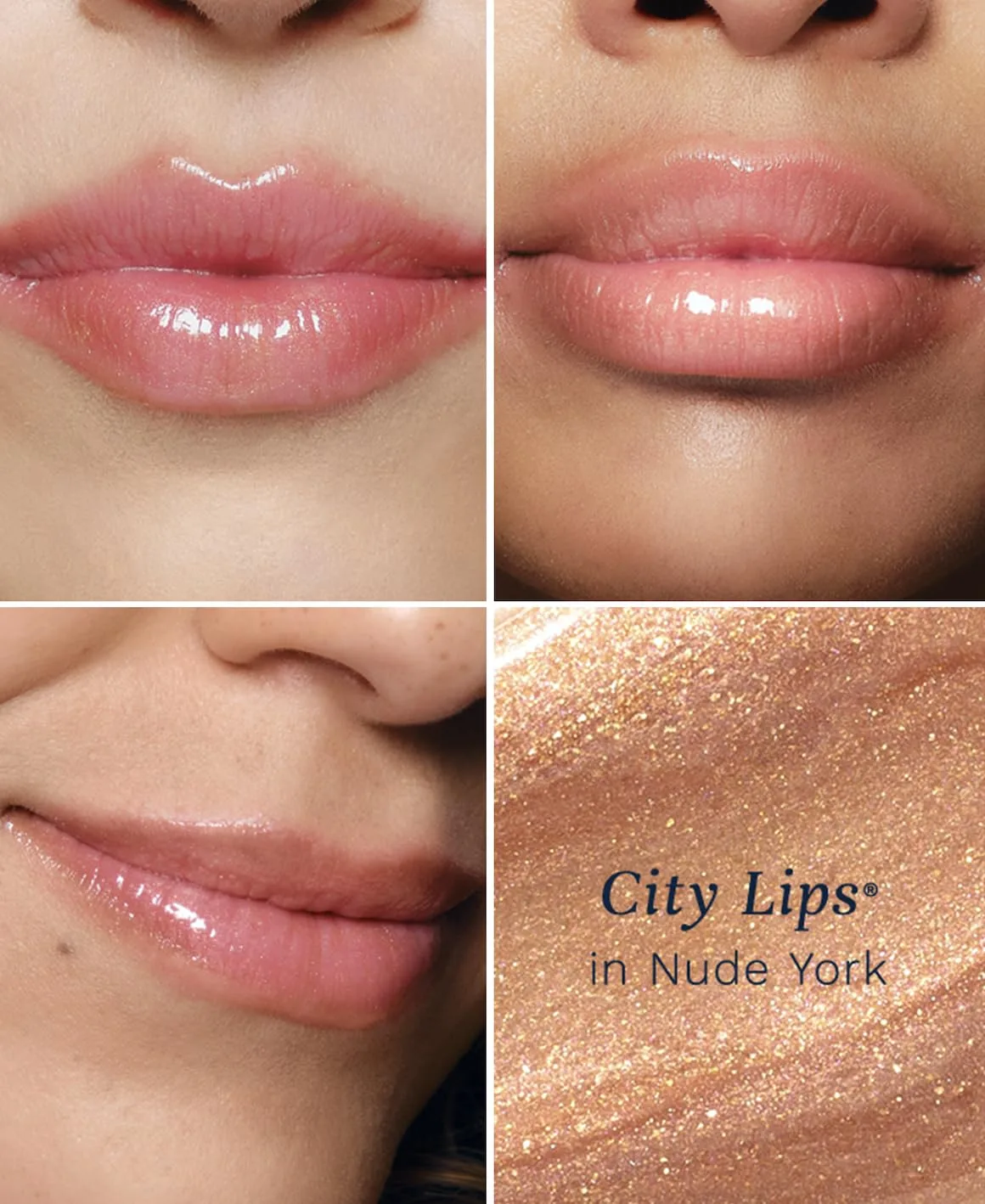 City Beauty City Lips Our Favorites - тонирующий блеск для увеличения объема с гиалуроновой кислотой и пептидами, увлажняет и увеличивает объем, набор - Nude York 0.16 oz, Los Angelips 0.16 oz, Plum Springs 0.16 oz — фото 4