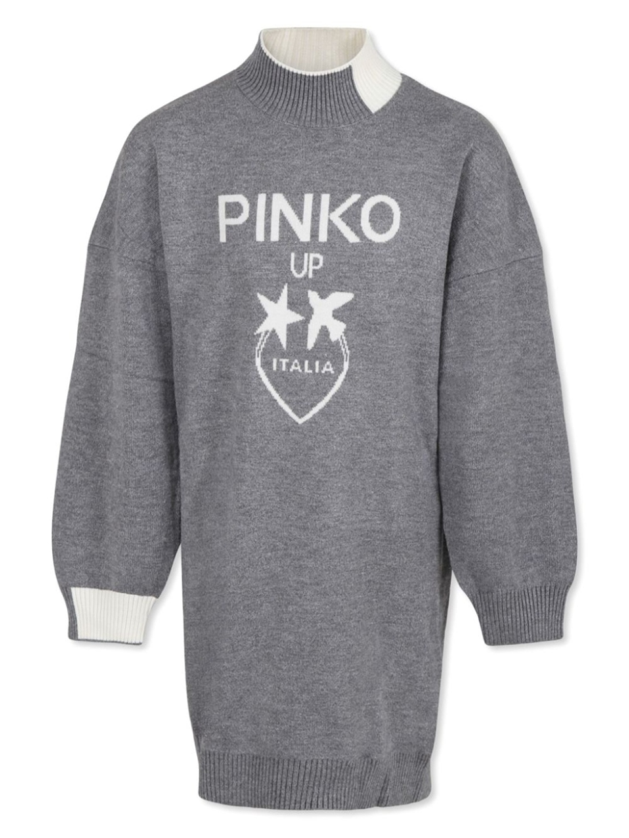 

Платье Pinko Kids с логотипом и интарсией, серый