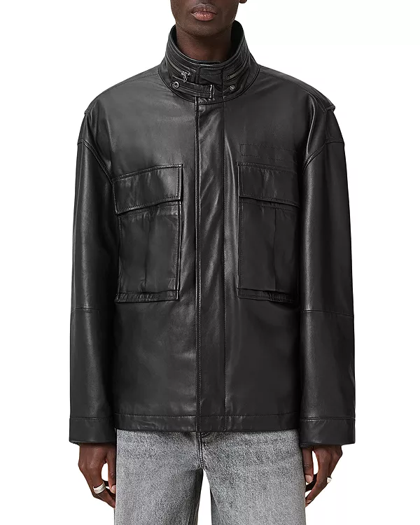 

Кожаная куртка свободного кроя Halton Allsaints, черный
