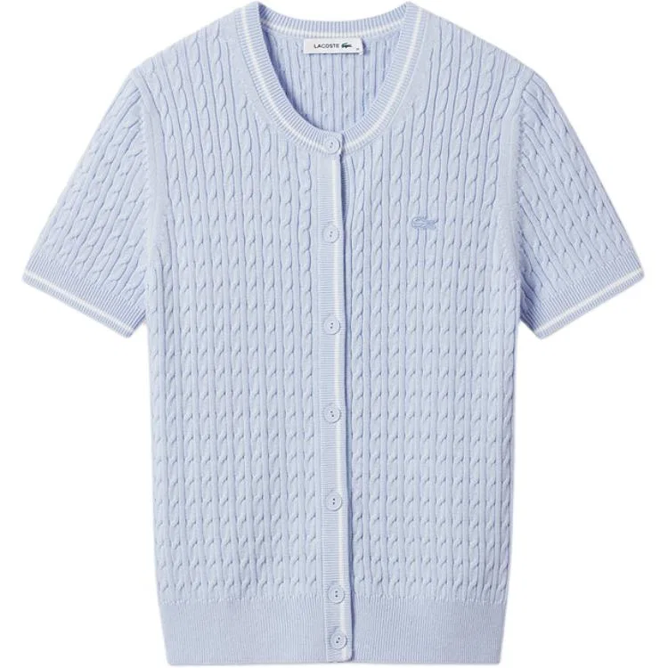 Кардиган женский LACOSTE с круглым вырезом, голубой