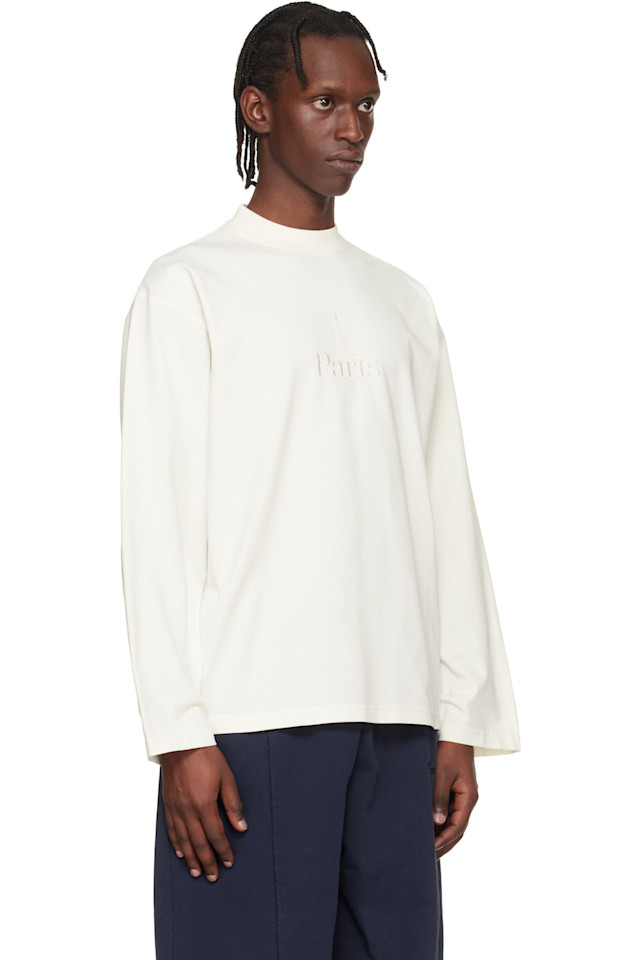 Vetements Футболка с длинными рукавами Off-White с вышивкой "Париж" — фото 2