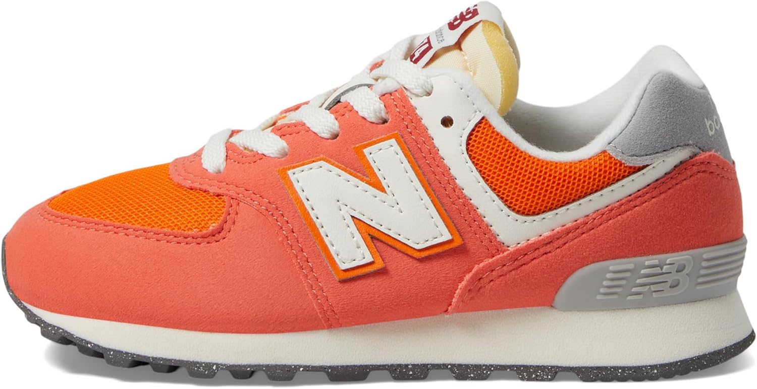 Кроссовки New Balance Kids' 574 V1 на шнуровке, белый/красный — фото 4