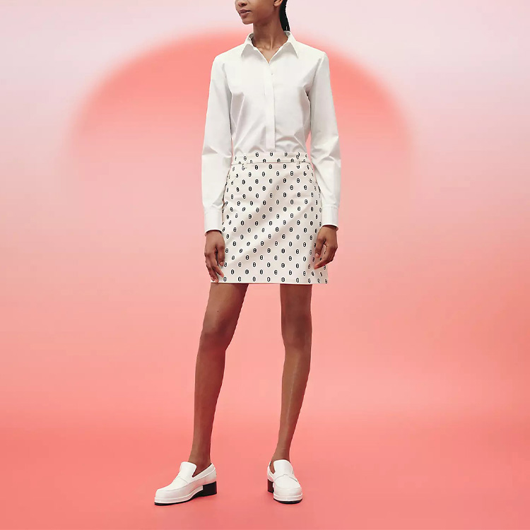 Весна-Лето 2023 Повседневная Короткая Юбка Женская Серо-Белая HERMES — фото 3