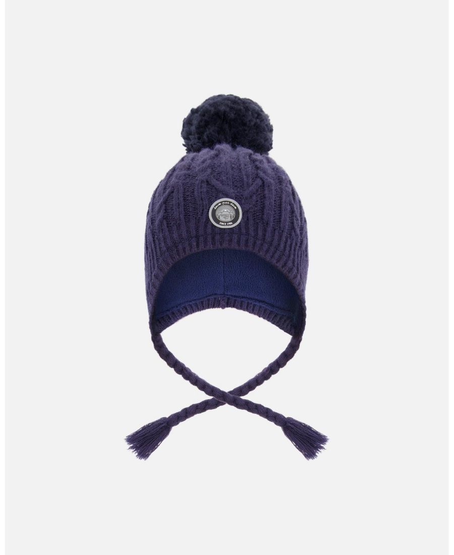 

Детская зимняя шапка унисекс с подкладкой и помпоном, темно-синяя - для малышей/детей Deux par Deux, Navy blue