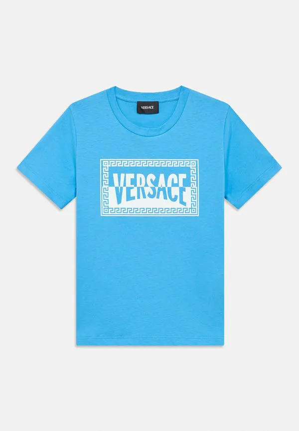 Футболка унисекс с контрастным логотипом Versace, Blue/Bianco