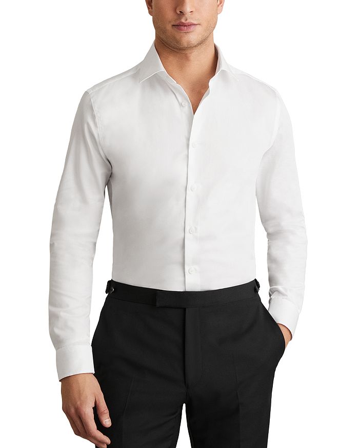 

Удаленная рубашка Regular Fit из сатинового хлопка REISS, белый