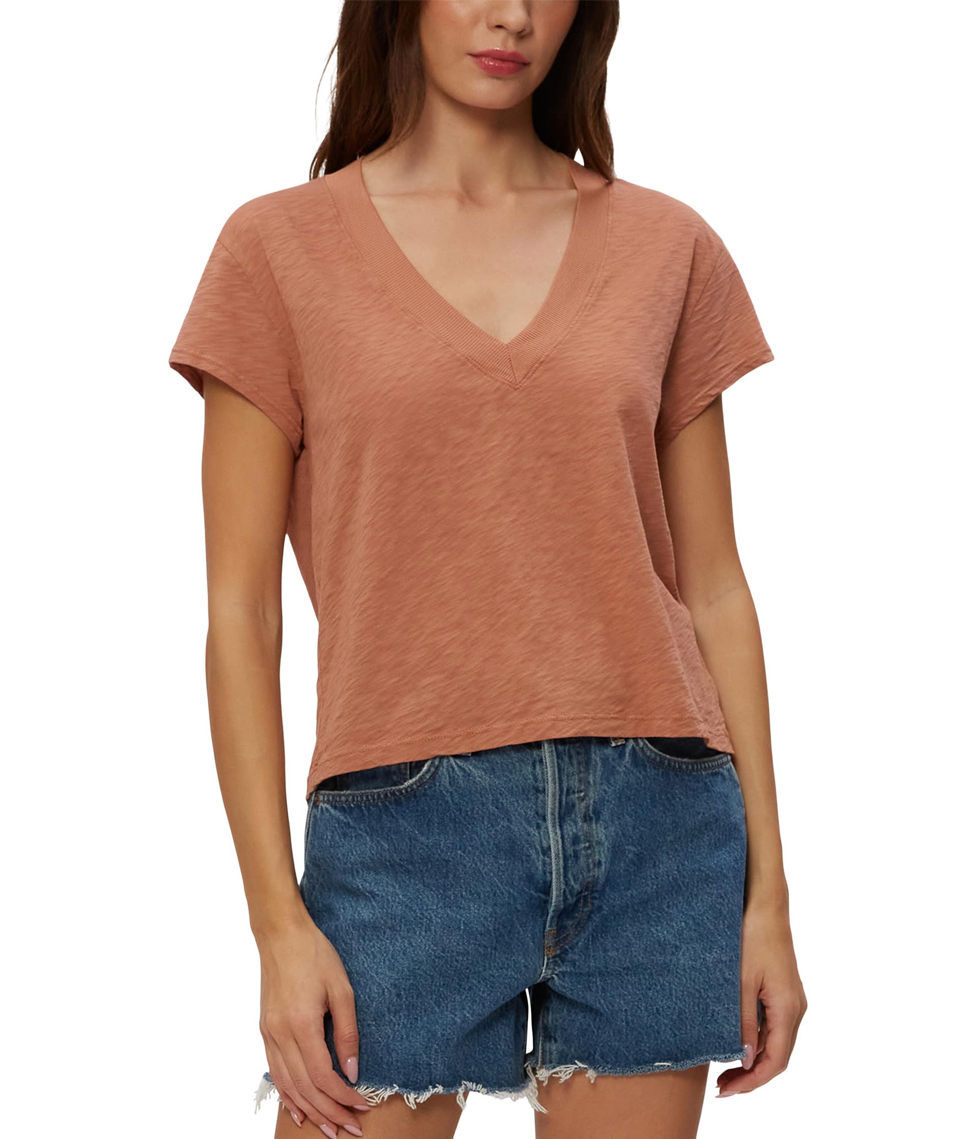

Футболка Michael Stars Harlan Cropped V-Neck Tee, Terra