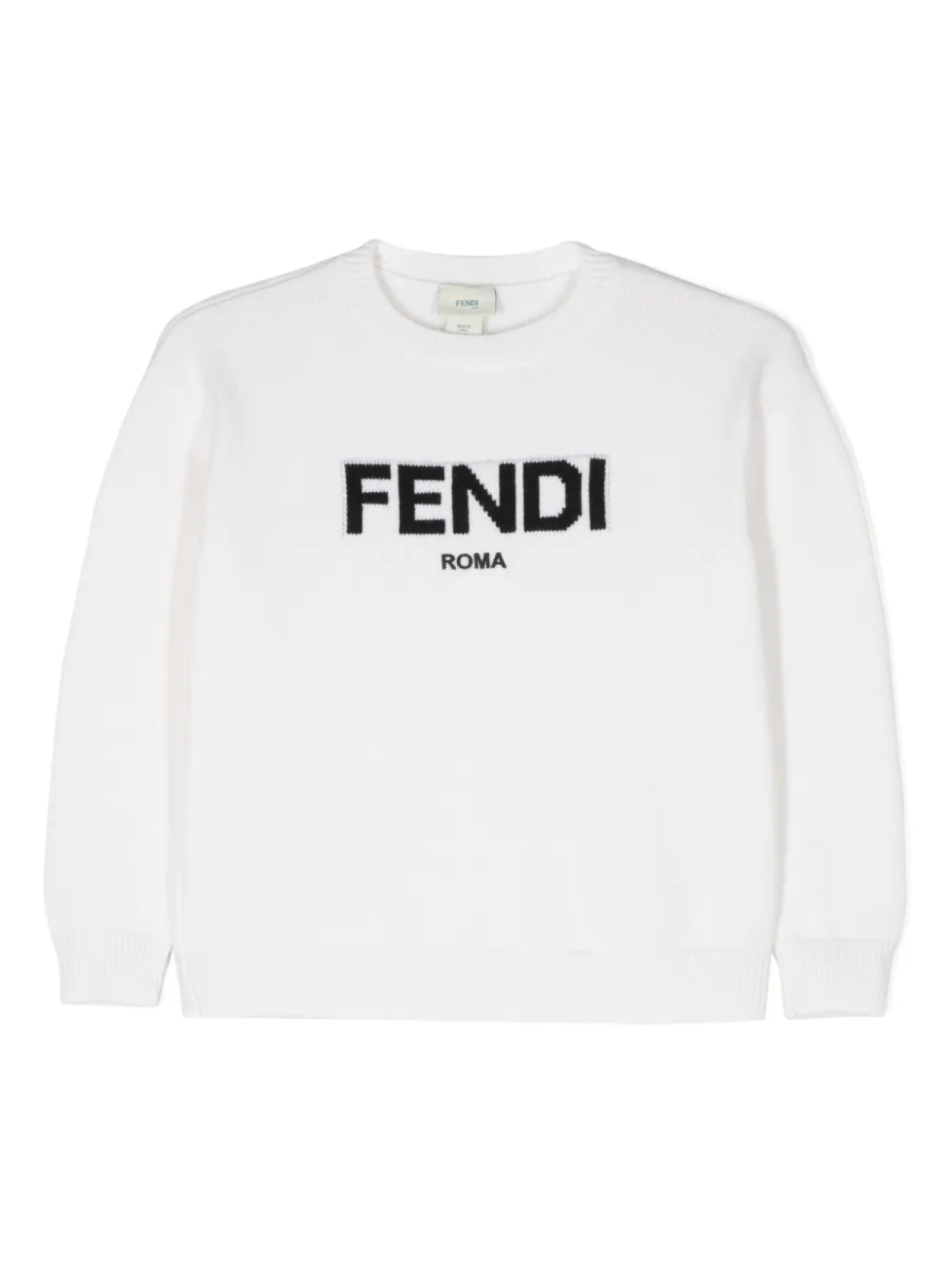 

Шерстяной джемпер с логотипом Fendi Kids, нейтральный