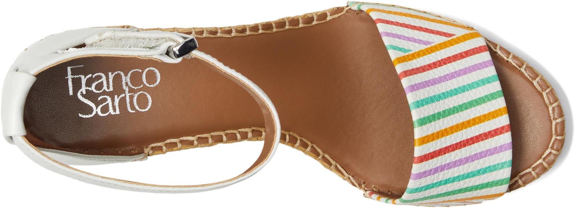 Сандалии Franco Sarto Clemens Raffia Espadrille Wedge Heel Sandals, цвет White Rainbow Stripe — фото 2