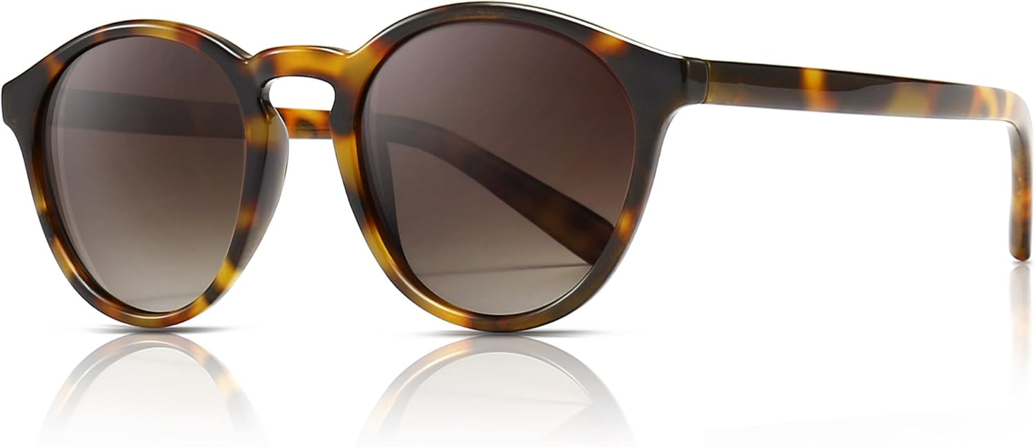 

Солнцезащитные очки SUNGAIT Classic Vintage круглые поляризованные для женщин и мужчин, в стиле ретро, ​​с защитой от ультрафиолета UV400, Leopard Frame (Glossy Finish)/Brown Gradient Lens