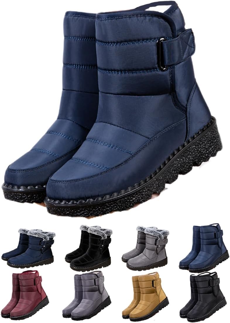 

Водонепроницаемые зимние снежные ботинки - утепленные мехом снежные ботинки - легкие противоскользящие кроссовки для тренировок и прогулок на улице - модная обувь для путешествий Generic, синий