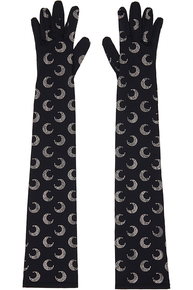 

Длинные перчатки из переработанного джерси с пайетками Moon Strass Marine Serre, черный