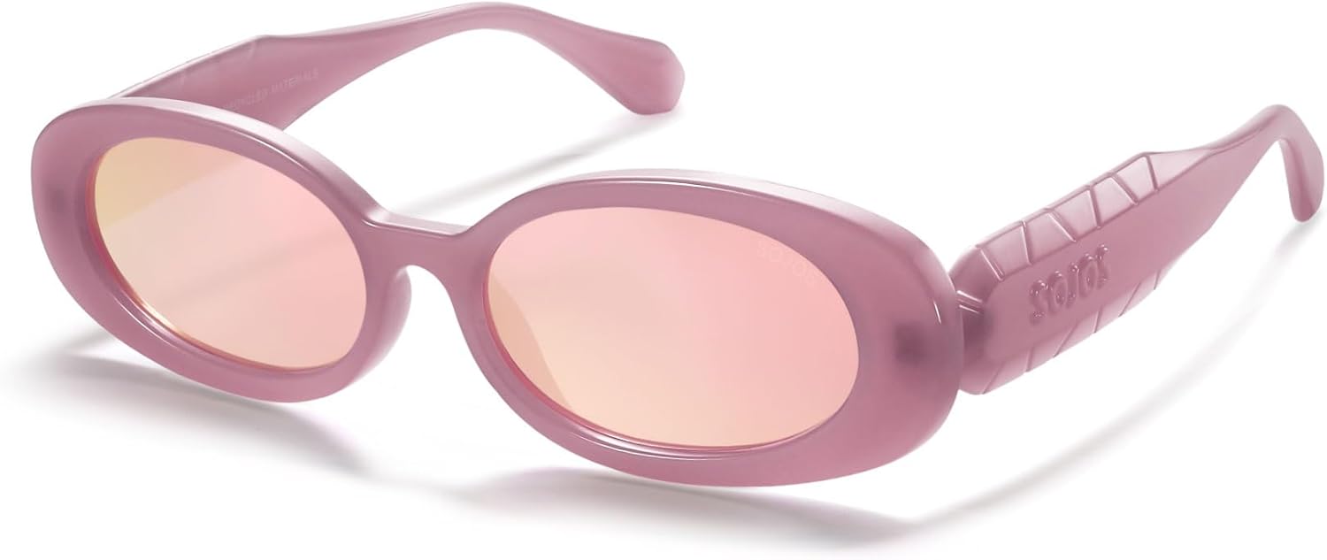 

Солнцезащитные очки SOJOS Ocean Collection Retro Oval Polarized для женщин и мужчин, винтажная оправа из переработанного пластика, экологичные, для защиты от солнца, Pink/Pink