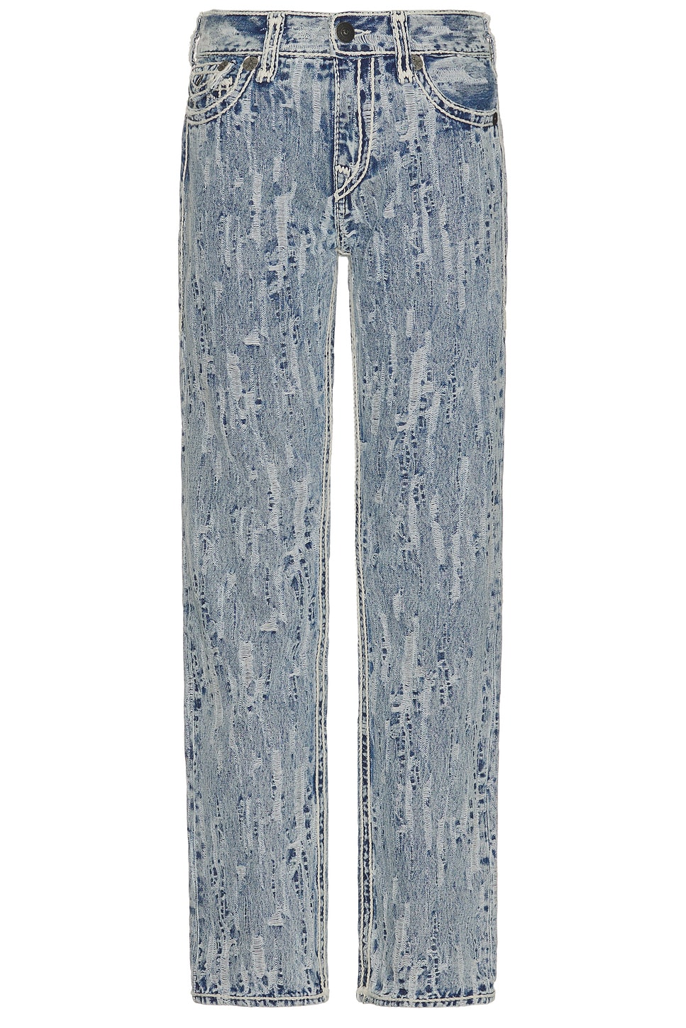 

Джинсы с потертостями в рисунке жаккард и шнурках Ricky с клапаном от True Religion, city lights light wash