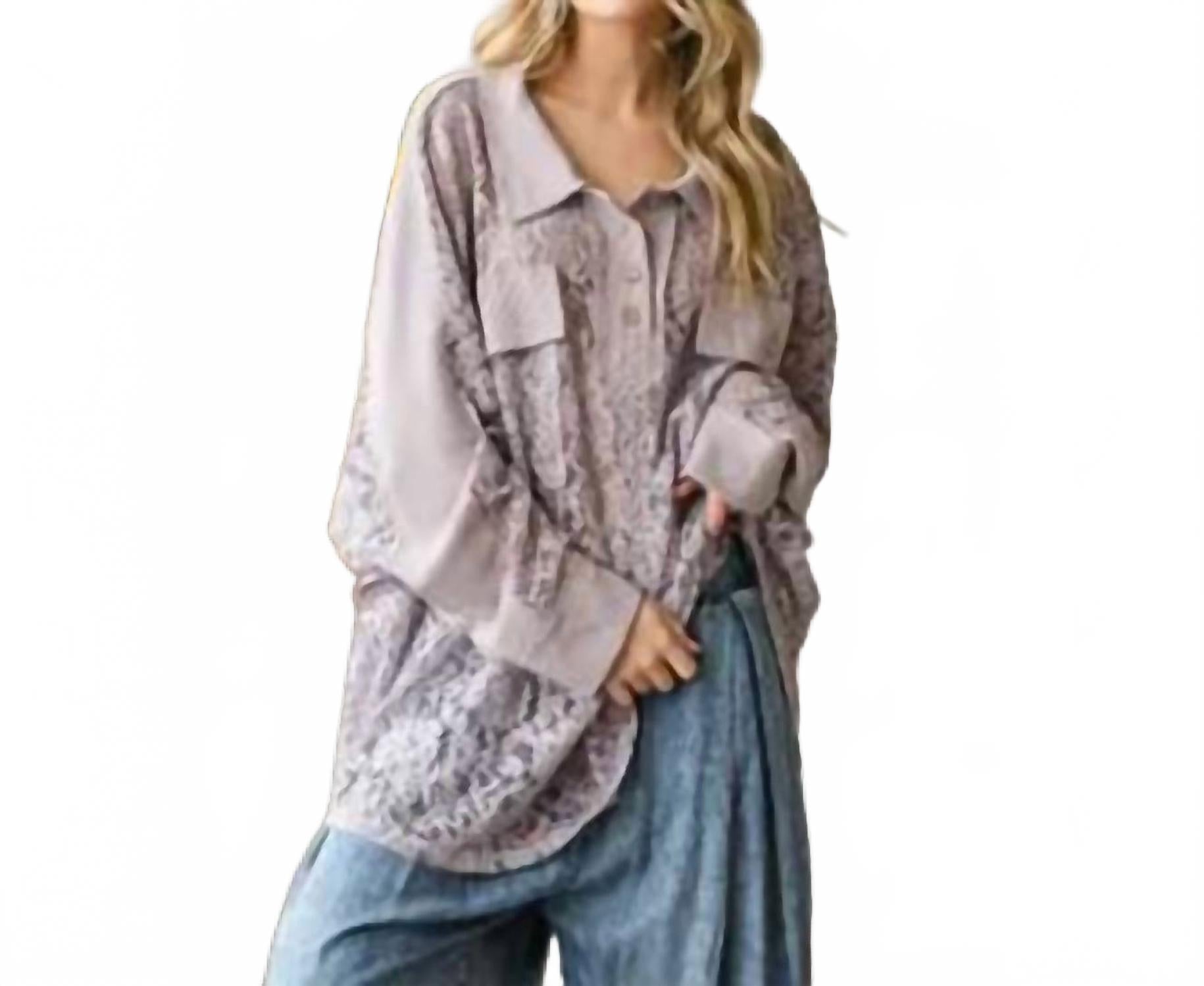 

Рубашки из смеси выстиранного кружева и вафельной ткани в виноградном цвете Oli & Hali, grape combo