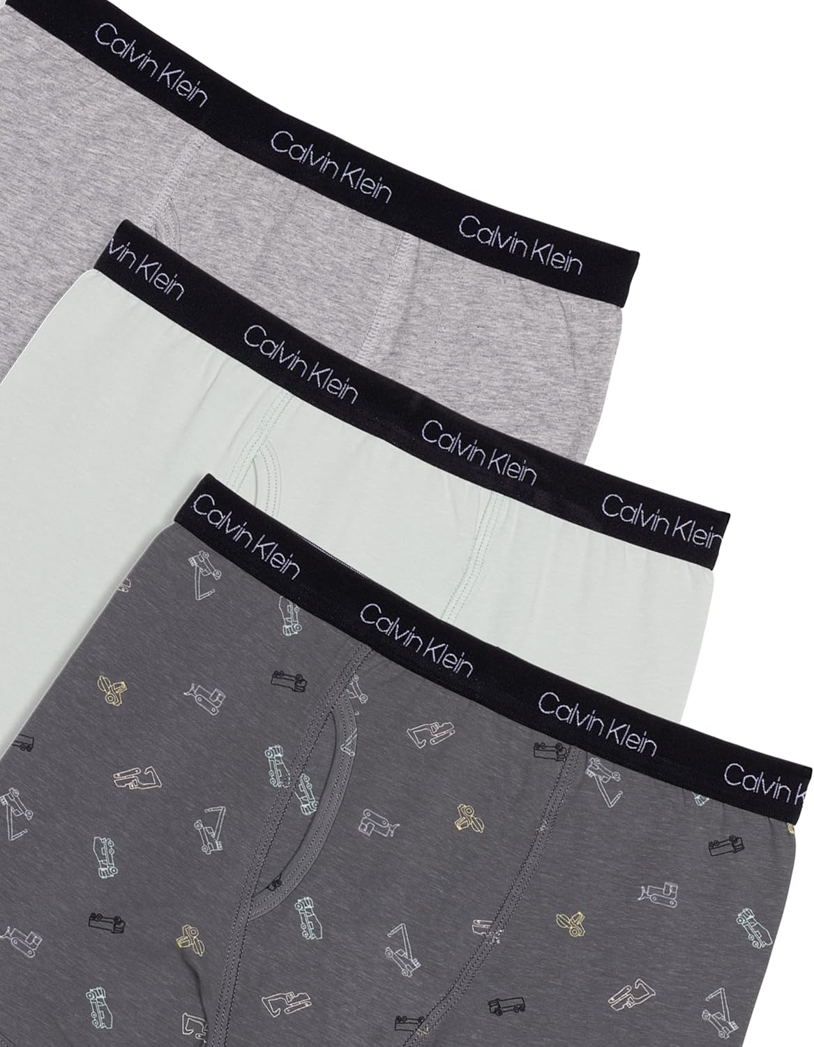 Комплект из 3 трусов-боксеров для мальчиков Calvin Klein, Granite Gray Trucks/Slate Gray/Heather Gray — фото 3