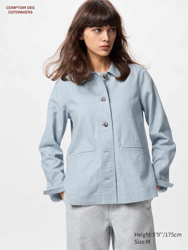 

Льняная хлопковая куртка Uniqlo, синий