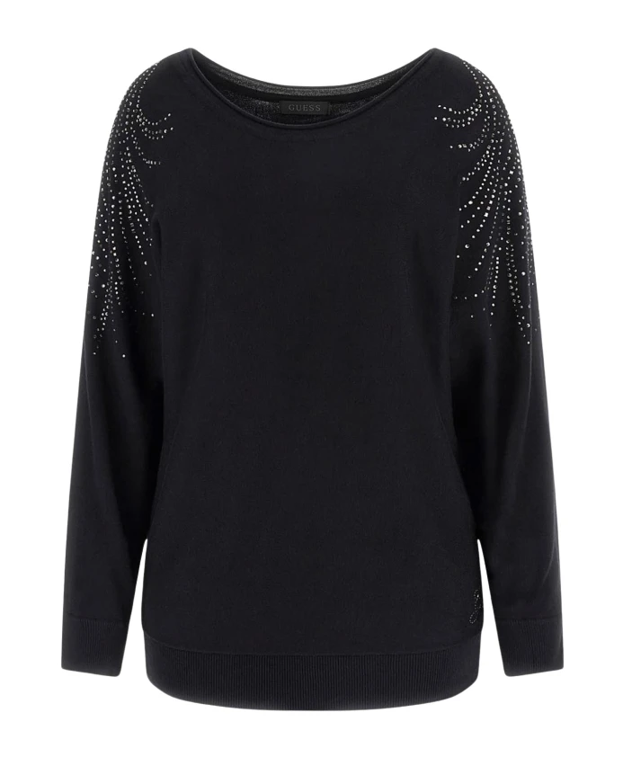 

Черный свитер с логотипом и рукавами "летучая мышь" Guess, черный