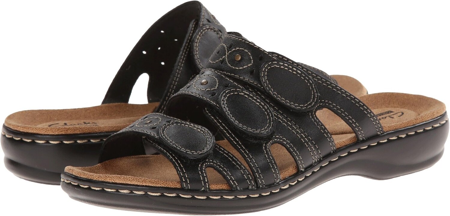 Сандалии на плоской подошве Leisa Cacti Q Clarks, черная кожа