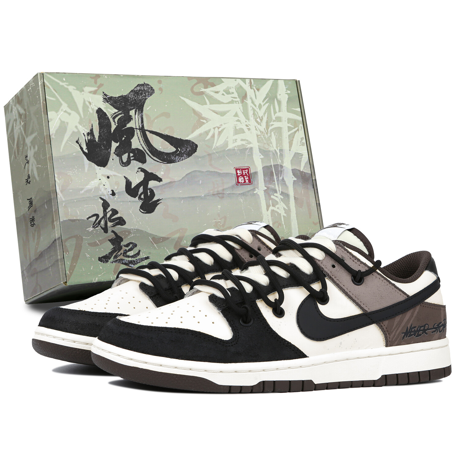 

Кроссовки Nike Dunk Skateboarding Shoes Unisex Low-top Black/Brown, черный/коричневый