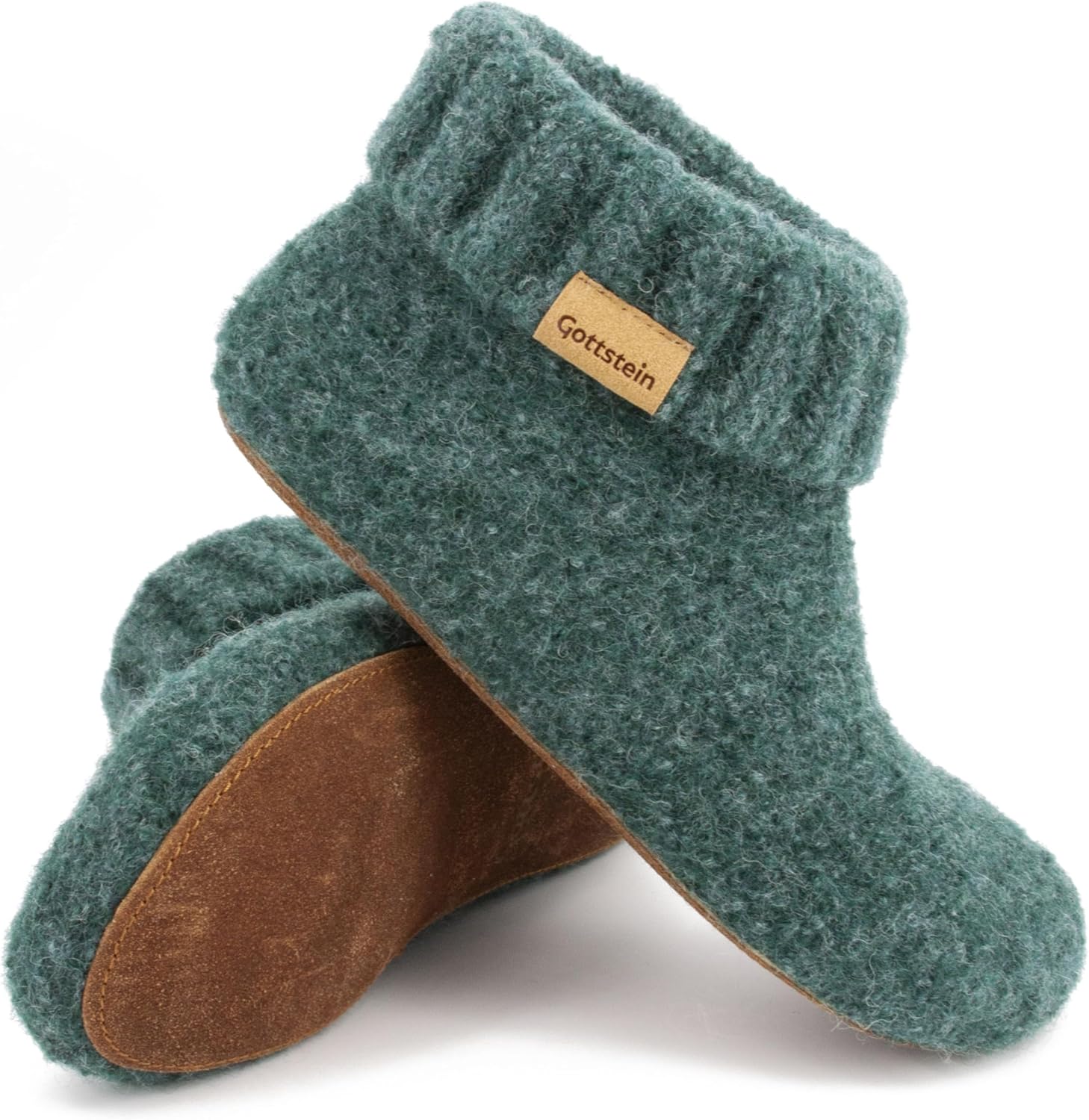 

Вязаные войлочные тапочки для мужчин и женщин из 100 новой шерсти Gottstein, зеленый