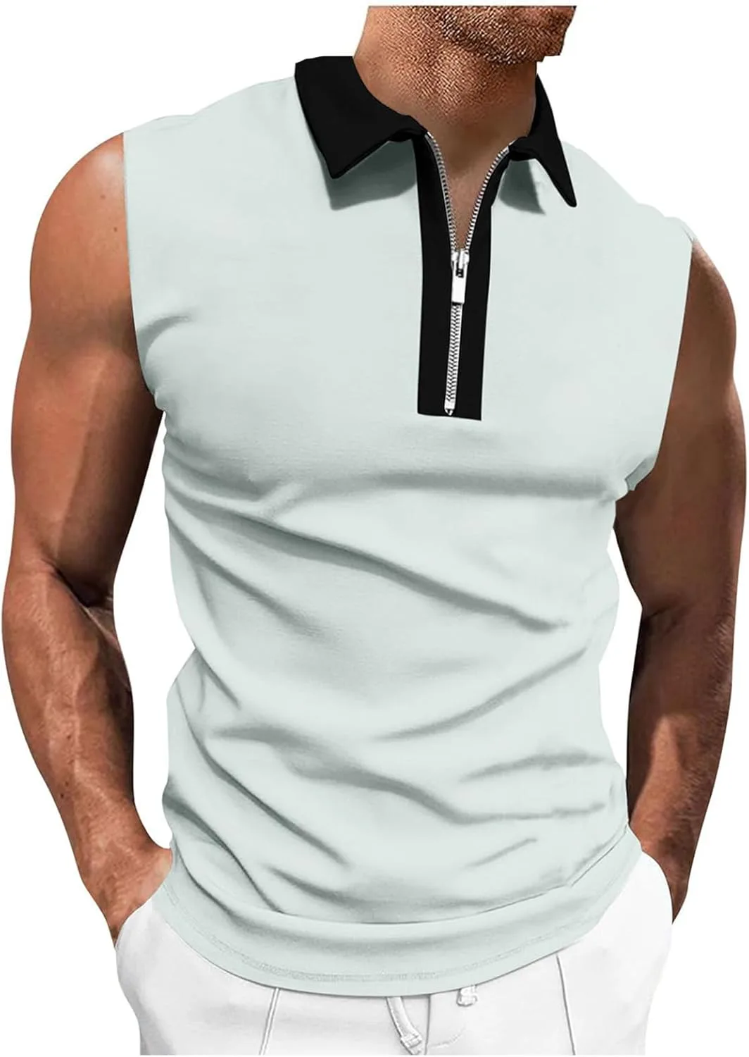 

Мужская безрукавка-поло на молнии классическая повседневная slim fit evzosrz