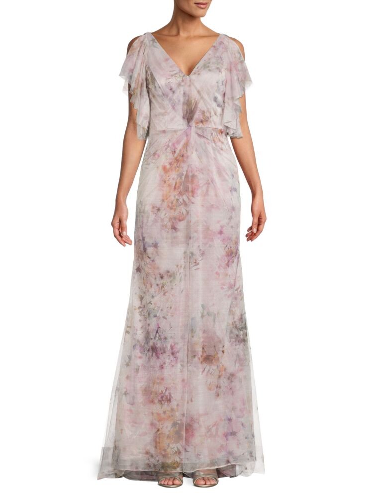 

Абстрактное платье с металлизированными рюшами Rene Ruiz Collection, цвет Floral