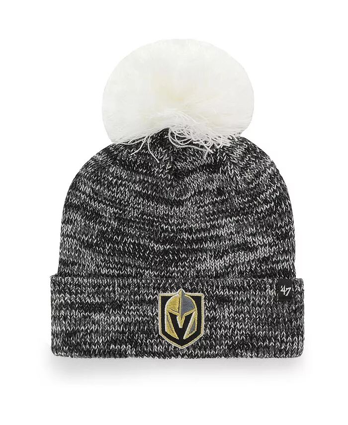 

Женская серая вязаная шапка Vegas Golden Knights Triple Cross '47 с манжетами и помпоном '47 Brand