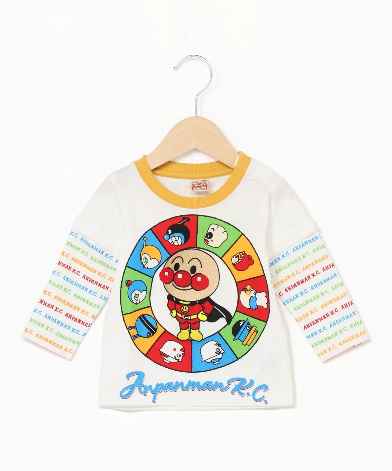 Детская коллекция ANPANMAN/(K) Футболка с длинным рукавом и вышитым профилем Anpanman со съемными рукавами Anpanman Kids Collection, Off-white — фото 2