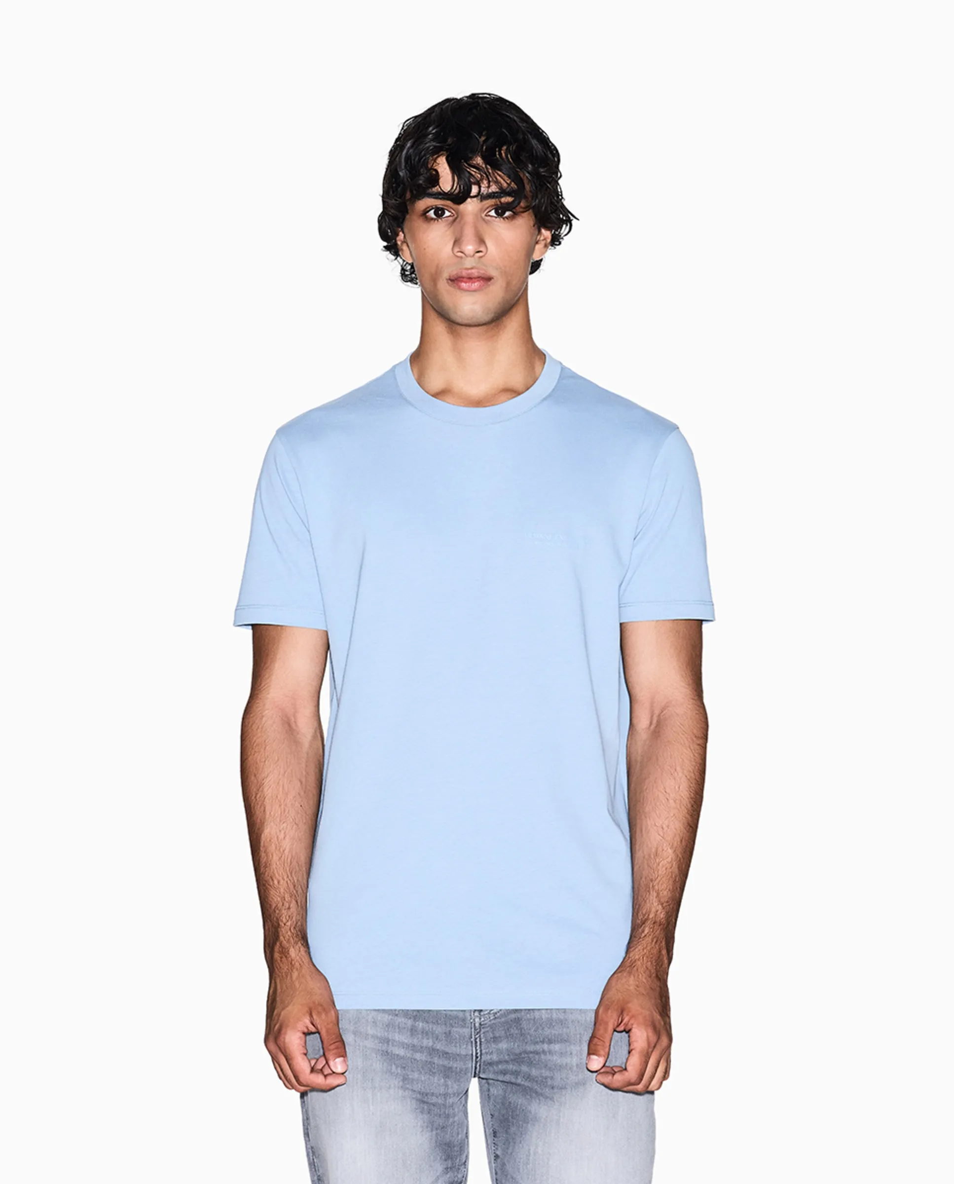 

Мужская футболка с коротким рукавом и логотипом в тон Armani Exchange, светло-голубой