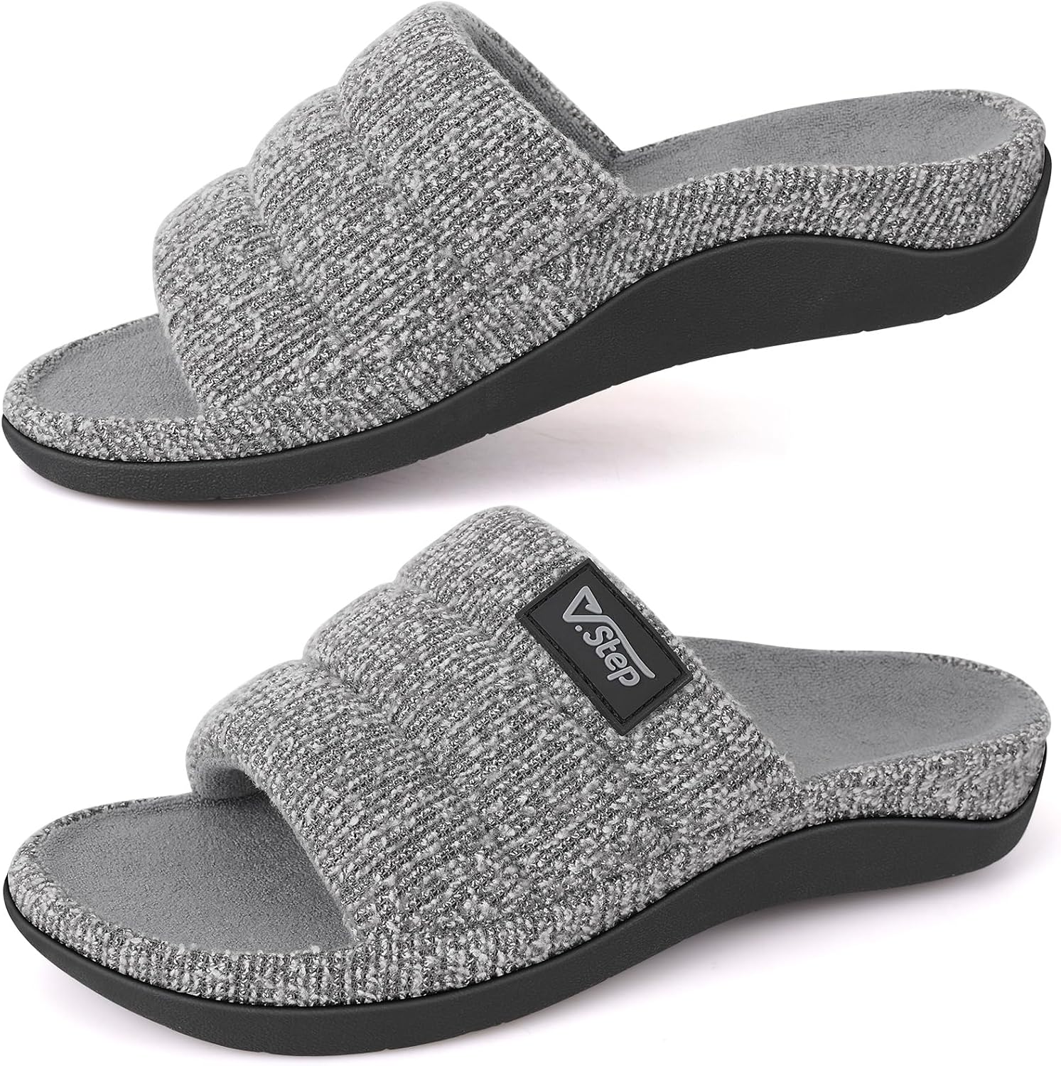 

Ортопедические тапочки V.Step с поддержкой свода для женщин и мужчин, ортопедические тапочки для дома при плантарном фасците, открытый носок, удобные для дома и улицы, для женщин, облегчение боли в стопах, серый