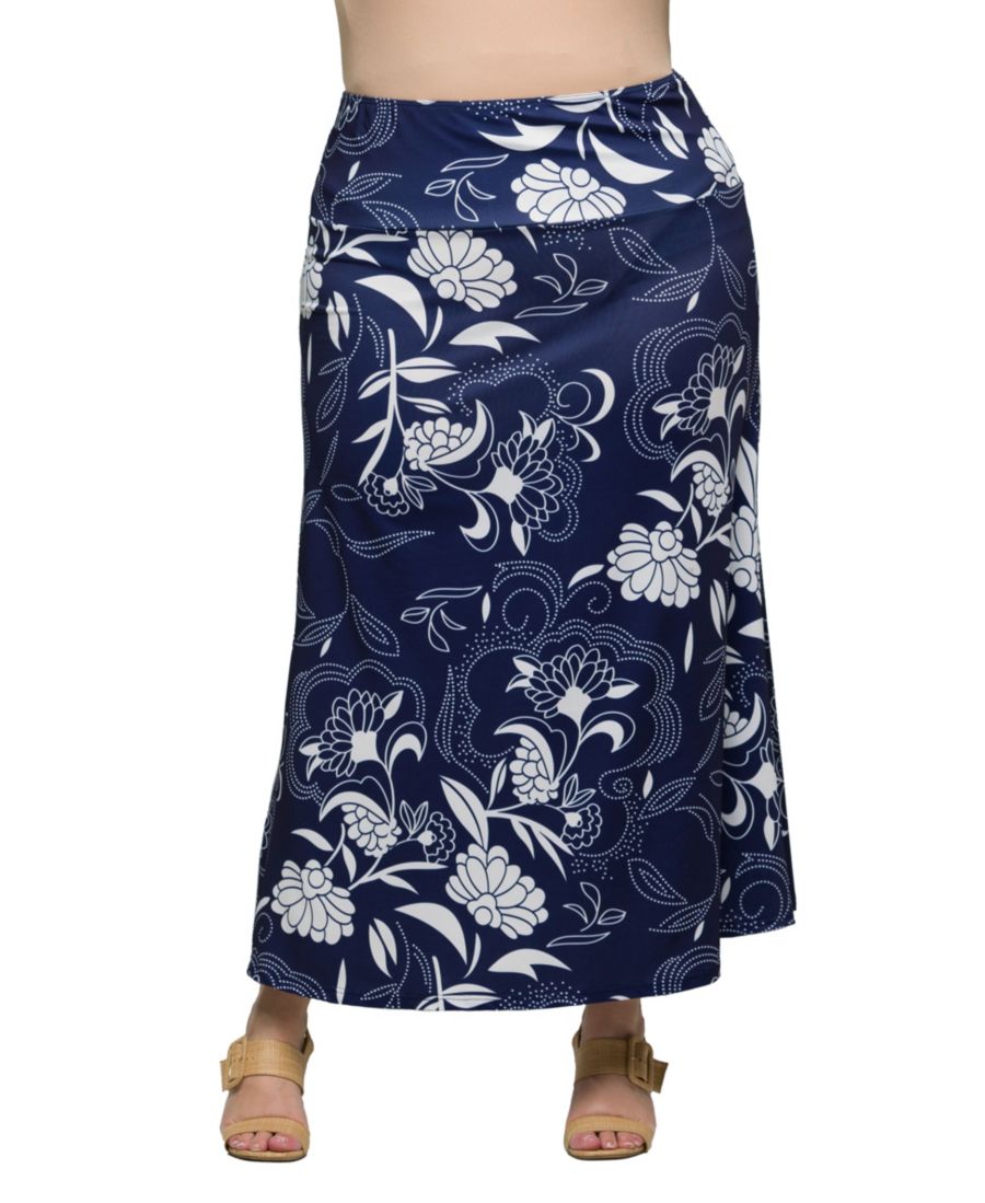 

Длинная юбка-макси А-силуэта с эластичным поясом, больших размеров 24seven Comfort Apparel, Gray Multi