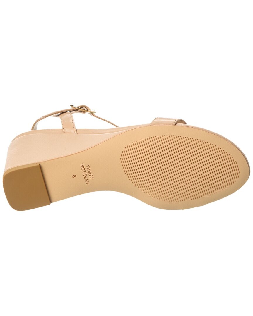 

Кожаные сандалии на танкетке Stuart Weitzman Dancer 75, бежевый