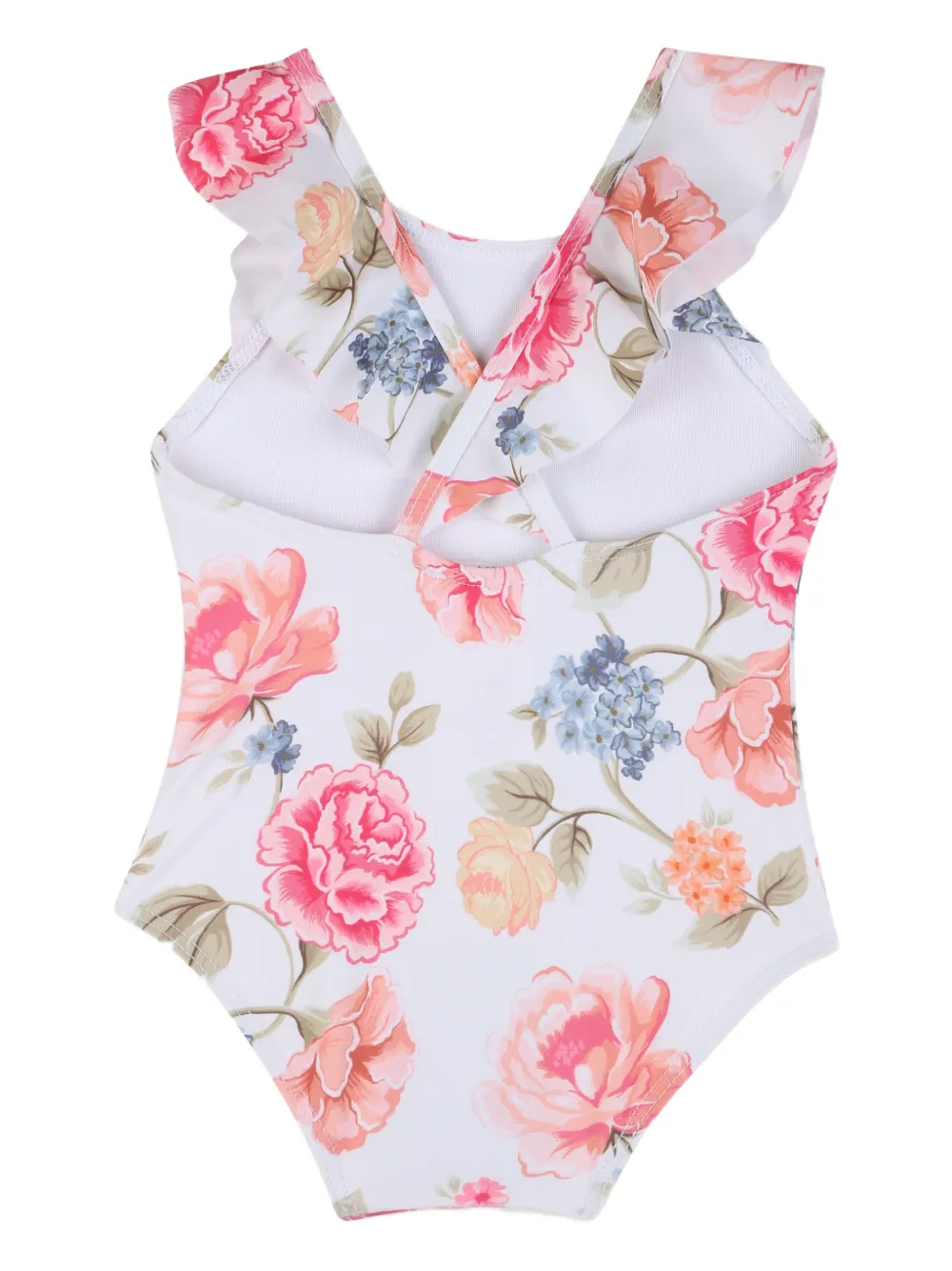 Купальник с оборками и цветочным принтом Chloe Kids, белый — фото 2