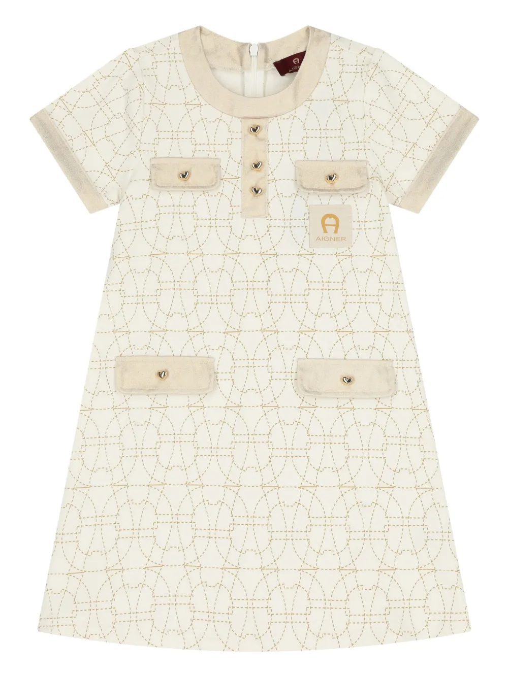 

Платье из эластичного хлопка с нашивкой-логотипом Aigner Kids, белый