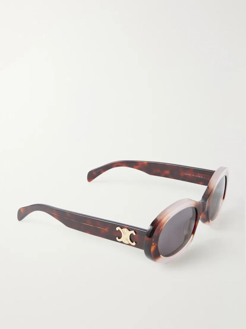 Овальные солнцезащитные очки Triomphe из ацетата с черепаховой оправой CELINE EYEWEAR, красный — фото 3