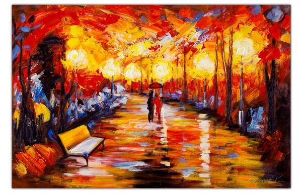 

Картина KUNSTLOFT gemalt Laternenschein der Parkallee, красный