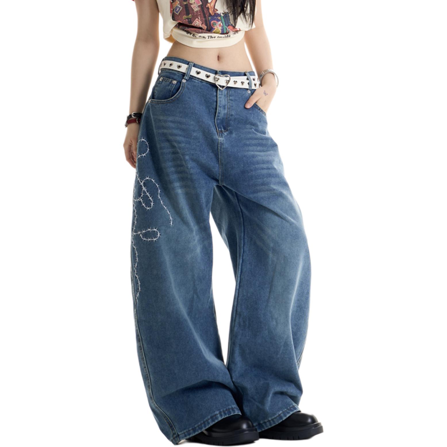 

Джинсы Unisex Moderate Others NEVER RULE, светло-синий