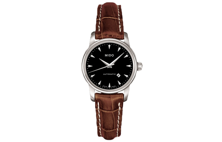 

MIDO Часы Baroncelli Automatic Mechanical Movement Women's Watch Watch 29mm Black Dial Stainless Steel Case Leather Strap, Black Dial